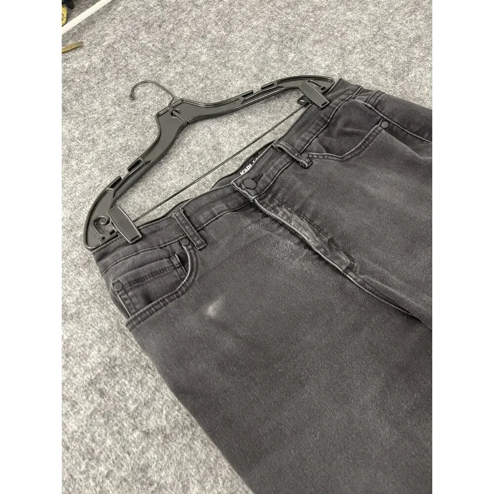 Karl Lagerfeld Paris Jeans Women 14 Black Denim Pants Straight Leg N314